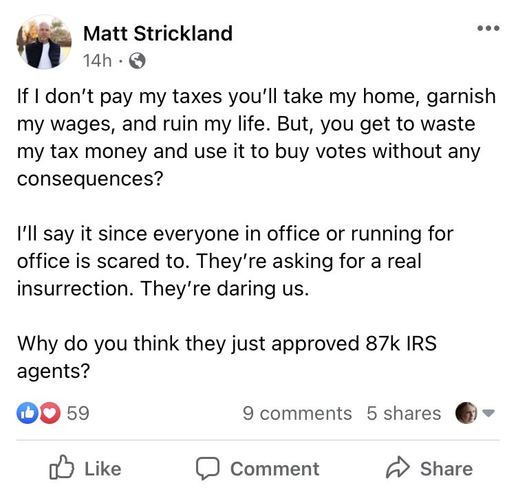 BenLitchfieldVA's tweet photo. Republican SD-27 candidate, Matt Strickland, is on social media complaining about @POTUS forgiving student loans for working families but he had no problem with the SBA forgiving his $50,600 PPP loan. Threatening violence and insurrection over student loan forgiveness? Grow up. https://t.co/VA0mYzFvdu