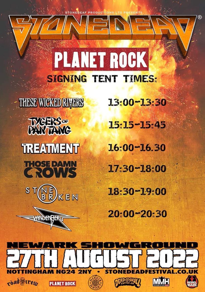 💥STONEDEADERS!💥 Times for the @PlanetRockRadio Signing Tent: