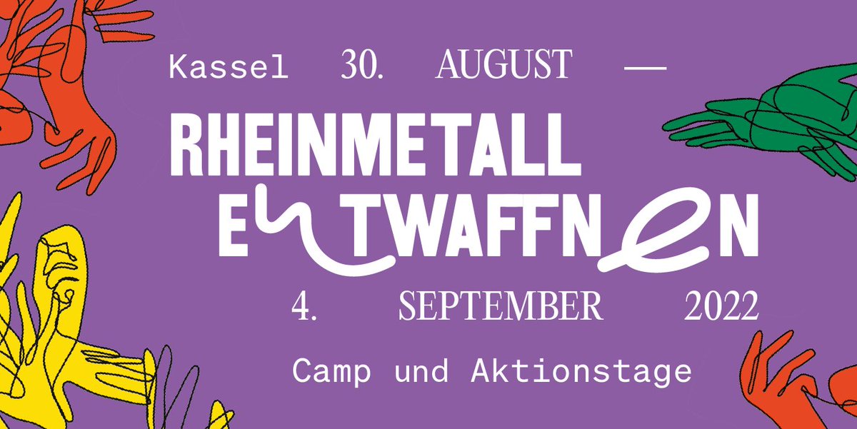 Bald geht es los – ein paar Details rund um unser #RheinmetallEntwaffnen-Camp: 
Für das Zusammenleben in unserem Zeltlager haben wir einige Punkte zusammengeschrieben, die uns allen Orientierung für die gemeinsame Zeit in #Kassel geben sollen: 
rheinmetallentwaffnen.noblogs.org/post/2022/08/2…