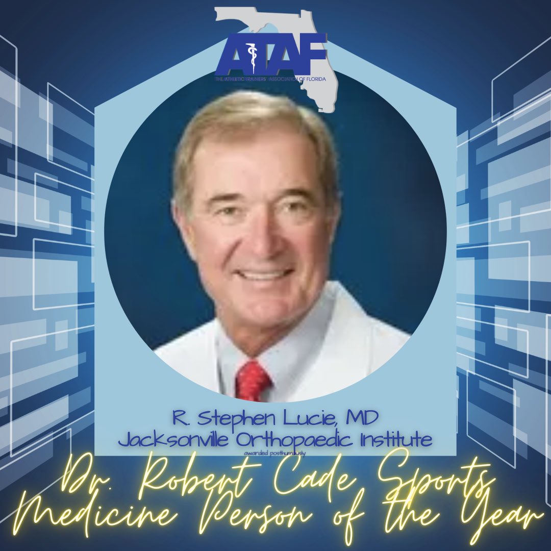 ATAF83's tweet photo. ATAF Dr. Robert Cade Sports Medicine Person of the Year: Dr. R. Stephen Lucie
This was presented to the Family of Dr. Lucie as a posthumous award.
This award is named in honor of Dr. James Robert Cade, a nephrologist at the UFCOM who invented Gatorade.
#ATAF2022 @Gatorade https://t.co/1WzMPj5HnK