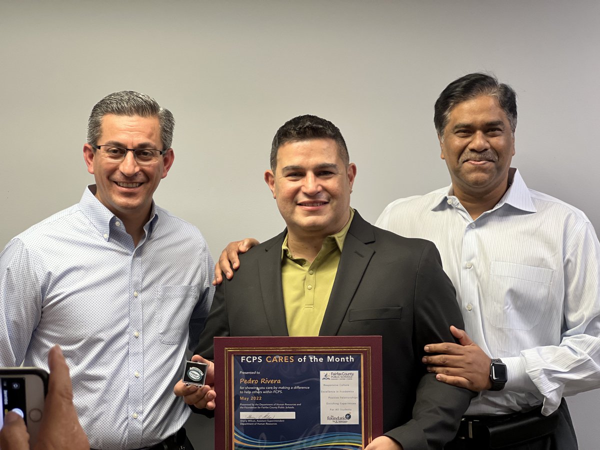 ERFC_FCPS's tweet photo. Congratulations to Pedro Rivera, Senior Functional Application Specialist, for receiving an #fcpscares of the month!
#ERFCProud @fcpsnews https://t.co/G6TP4sEwZC