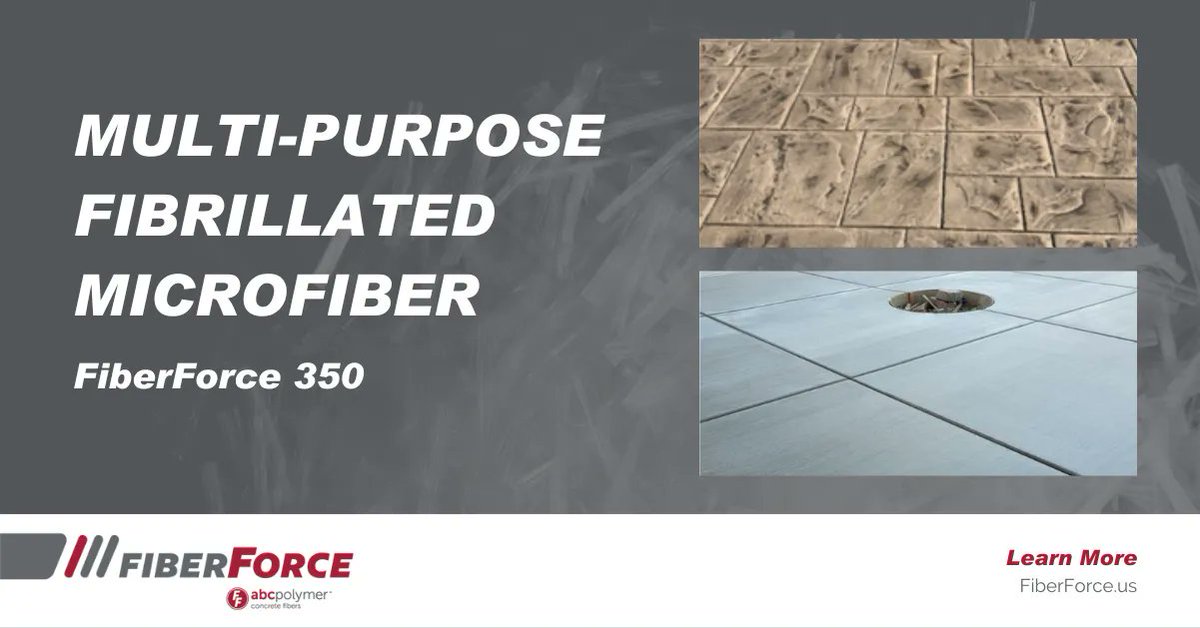 abcFiberForce's tweet photo. Want a fiber that can do it all? We’ve got just the product. Whether you are replacing light-gauge welded wire at a 1.0 lb/yd3 dosage rate or using it for plastic shrinkage crack control at a 0.5 lb/yd3 dosage rate, our FiberForce 350 is the fiber for you. https://t.co/TNLOAJKbQr
