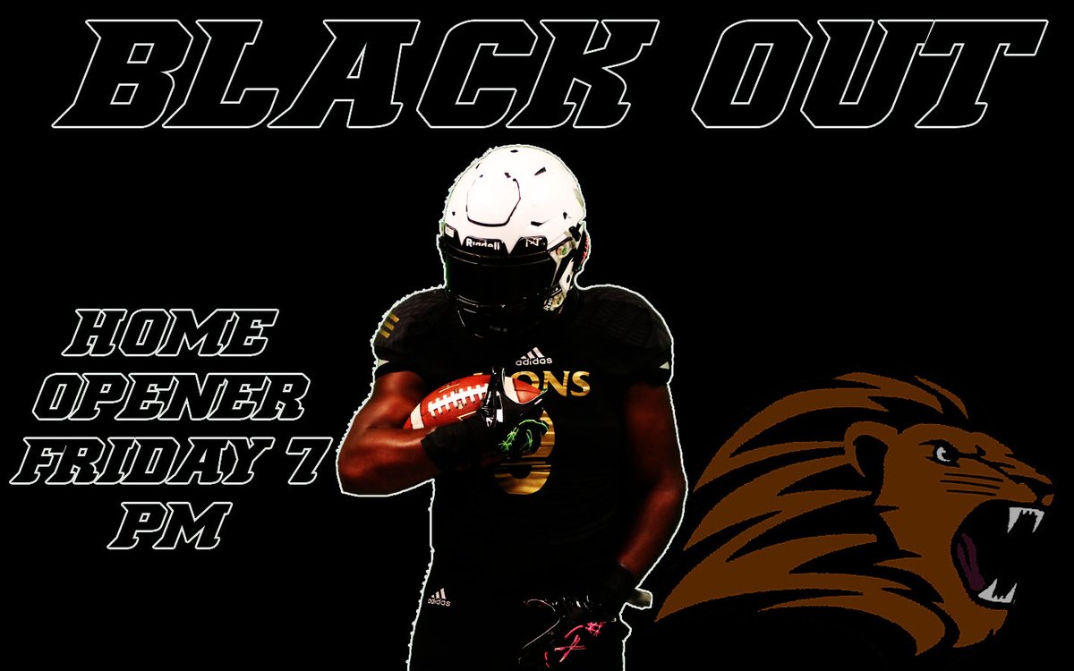 📅8/26/22
📍  Fort Zumwalt East
⬛️BLACK OUT THEME
🦁FZE vs FHC
🏈Kickoff 7 PM

Bring the Energy and come support your Lions!