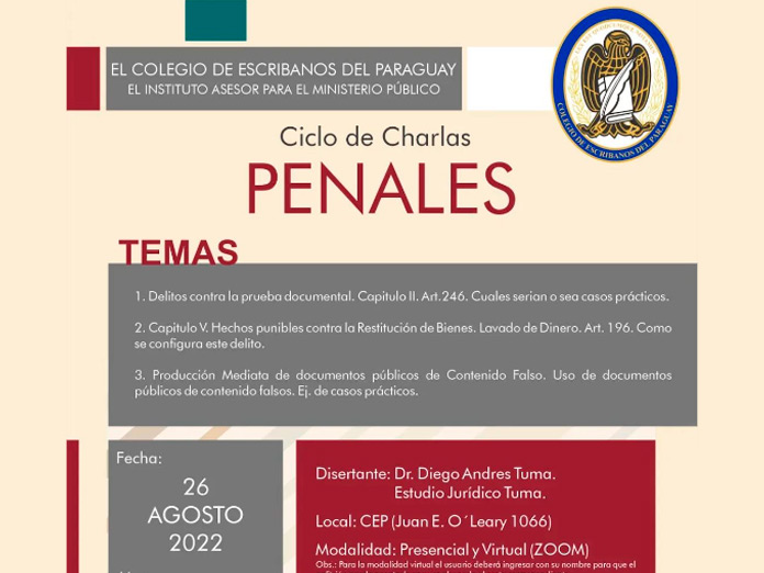 ATENCION ESCRIBANOS 📅✍ | Ciclo de Charlas Penales en el <a href="/ColegioParaguay/">Colegio de Escribanos del Paraguay</a> 

Más detalles en 👉🤳 bit.ly/3dW7dkq

#escribanos #derechopenal #APrioriPY #Apriori