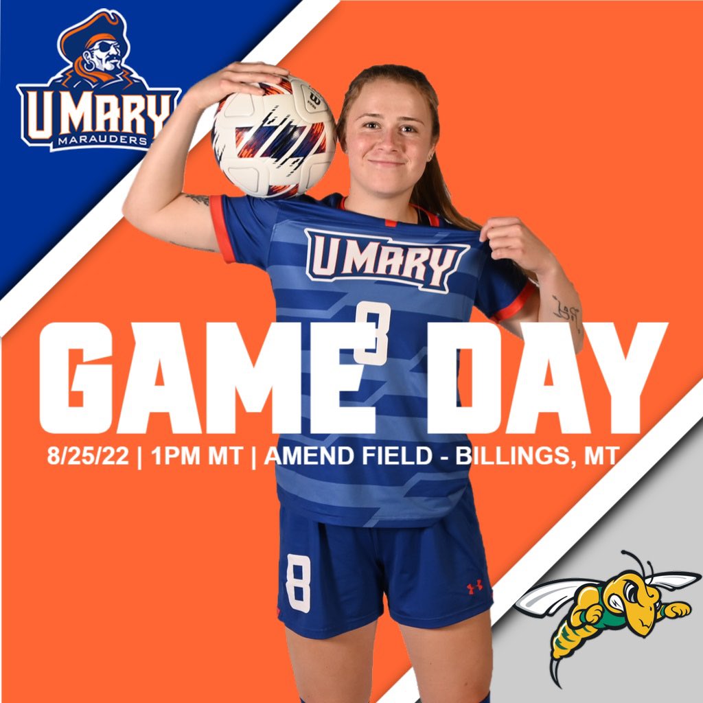 Season opener is today, team 28 kicks off the season against Black Hills State University at Amend Park Field in Billings, MT. Kickoff is at 1:00pm MT. Let’s go! #bleedblue #hooksup #umarywomenssoccer #beyourbestyou 
🔷⚽️🔶