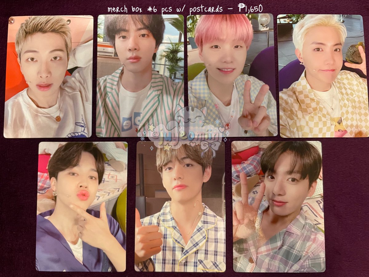 kivescart's tweet photo. wts lfb ph [#juyeosells]

bts merch box pcs from #5, #6, &amp; #7
—onhand
—mint condition
—own collection
—see prices on pics

mop: gcash ; mod: sco, ggx

reply/dm to claim ♡
🏷 rm namjoon seokjin jin yoongi suga jhope hobi jimin v taehyung jungkook pc postcard merch box 5 6 7 https://t.co/fFFy2DoTVZ