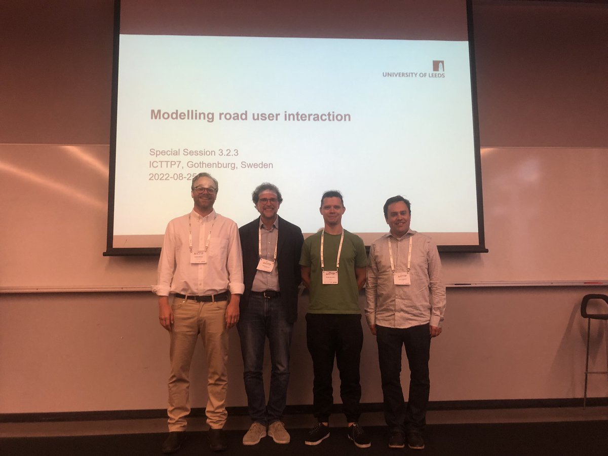 AZgonnikov's tweet photo. We are about to start the #ICTTP special session on modeling traffic interactions - organized by @markkula with talks by @MartinTedward, Johan Engstrom @Waymo, @markkula and yours truly - looking forward for insightful discussions! https://t.co/7DniZiDVmN