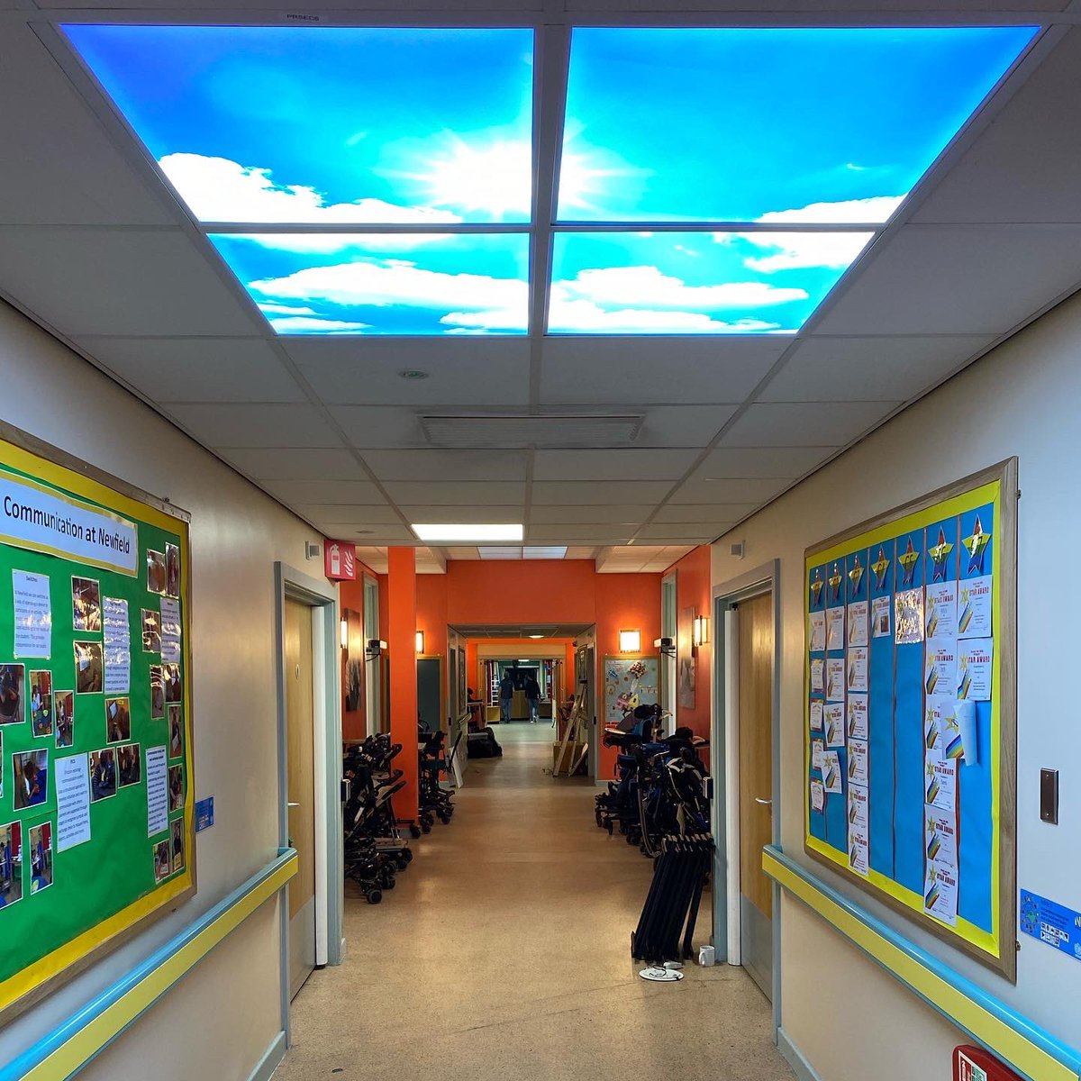 LightingHouseUK's tweet photo. First of the Sky Panels are in and they look great. Can’t wait to see the rest of them. #schools #Lancashire #sbm #ledlights #sky #transfornation https://t.co/CICsF903A0