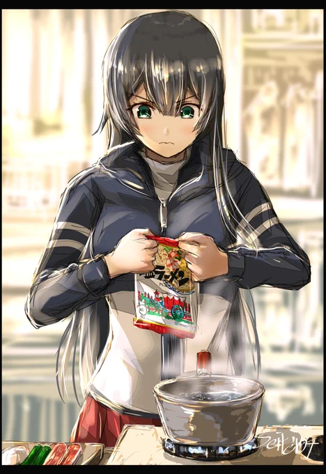 即席ラーメンを作ってくれる阿賀野姉ぇ #艦これ #阿賀野 #即席ラーメンの日 