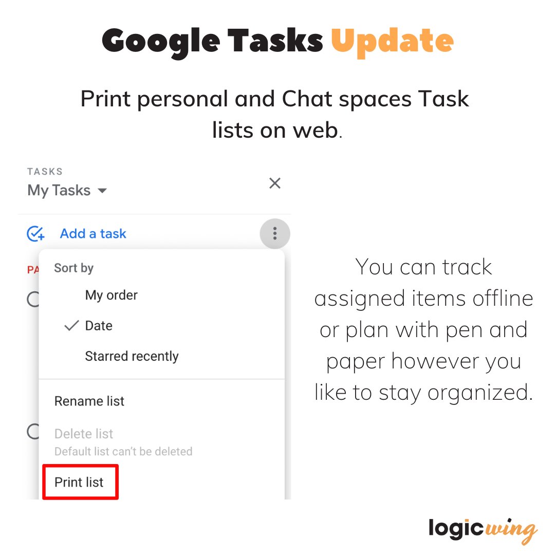 logicwing's tweet image. Easily print your Tasks list 🖨️
.
.
.
#logicwing #liveworklearn #googleworkspaceupdate #googleworkspace #classroom #logicwingtips