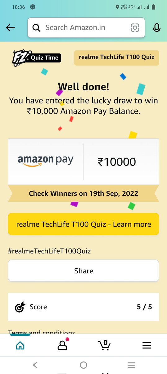 ckck7958's tweet image. I win quiz very excited to realmetechlife @amazonIN @realmeIndia @realmeTechLife and 
#realmeTechLifeT100 #ListenInFullColour