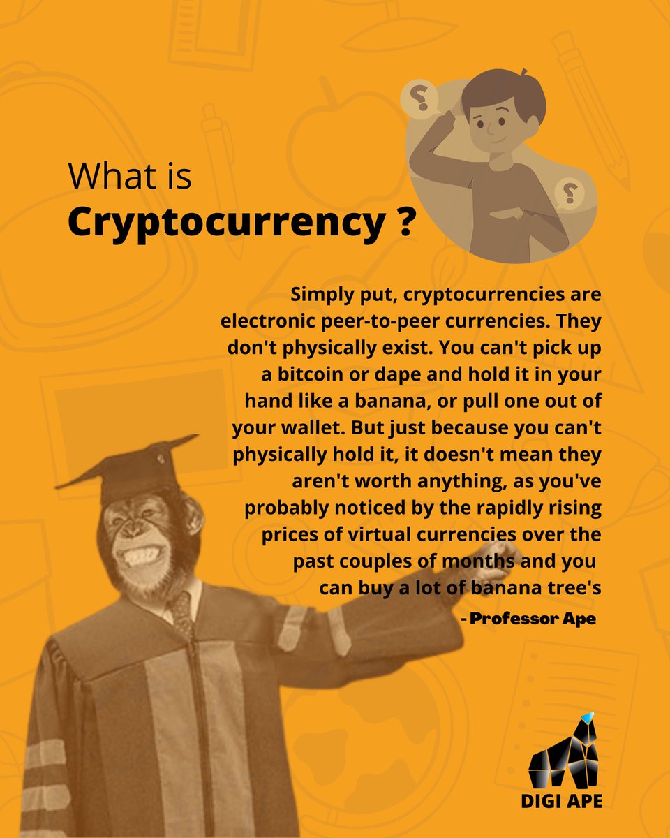 digiape888's tweet photo. Professor Ape teaching human how to have more banana tree's

#NotFinancialApvice #buythedape #digiape #dape
#apevolution #memestery #cryptocurrency
#bscgem #notfinancialadvice https://t.co/lR0cV3H6XR