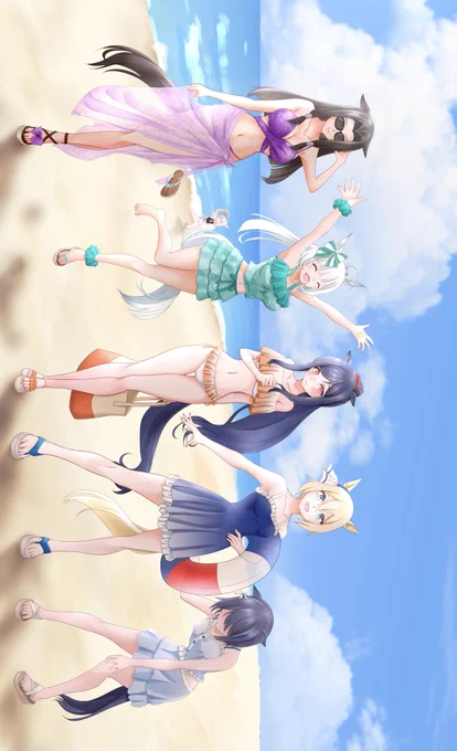 世間は夏も終わりですが群雄のみんなで海に遊びにきましたあれ?ひとり足らない…#再臨の炎 