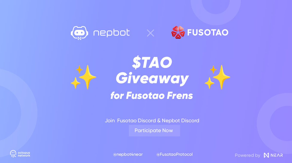 nepbot4near's tweet photo. ๐ฅ๐๐๐ฅ๐๐ค๐ฉ ๐พ๐ค๐ข๐ข๐ช๐ฃ๐๐ฉ๐ฎ #Giveaway for @FusotaoProtocol Frens๐ฅ
To join:
1๏ธโฃ Join Fusotao DC https://t.co/5uhCbAjO7v and get verified in #nepbot-join
2๏ธโฃ Join Nepbot DC, get
@FUSO
Frens #1 role
3๏ธโฃ Participate in #fuso-giveaway
โ๏ธ 31 Aug
๐ x 3
#NEAR #OctopusNetwork https://t.co/0NUWPh0ZhD