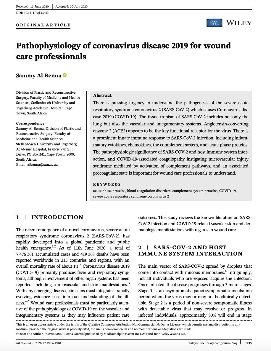 Pathophysiology of coronavirus disease 2019 for wound care professionals. onlinelibrary.wiley.com/doi/epdf/10.11… #SouthAfrica