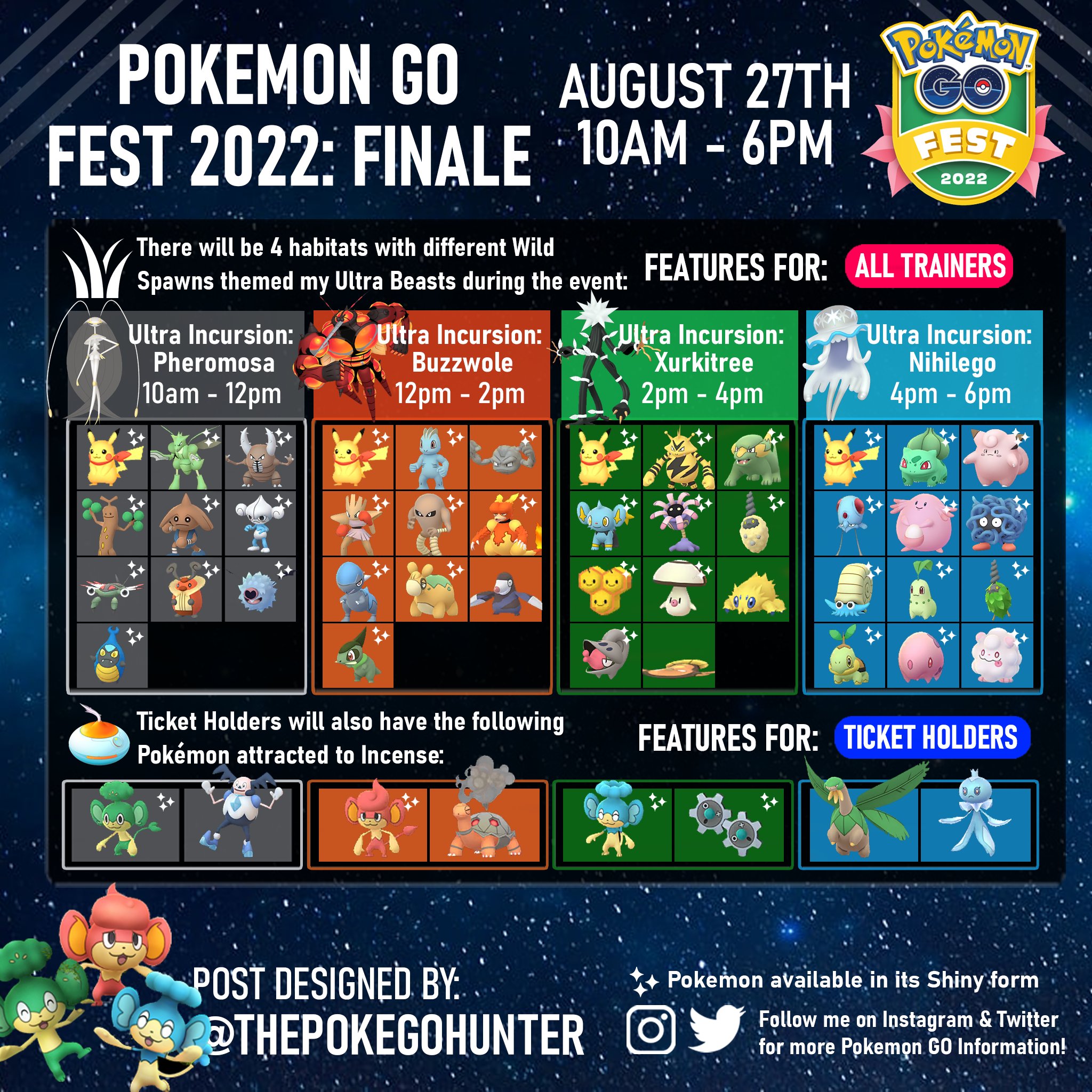 Jogada Excelente on X: #PokémonGO: Durante o evento final do GO Fest 2022,  que acontece nesse sábado, 27 de agosto, Reides com Ultracriaturas  aparecerão em diferentes horários: 🪳 Pheromosa: 10h às 12h