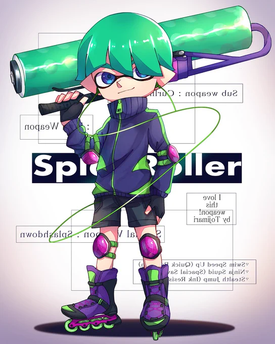もう四年も前のイラストだけど、多分スプラで1番覚えてもらってるイラストはこのブキが好き!企画で描かせていただいた2枚 