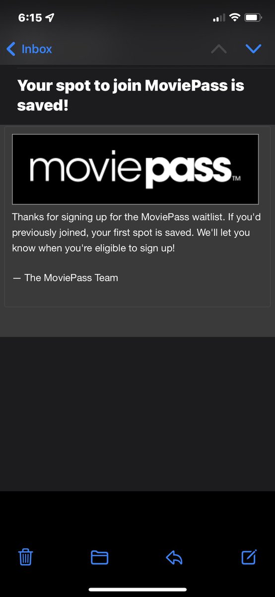 ItupMaking's tweet photo. Got my email.  #moviepass https://t.co/jKHUfkvn9p