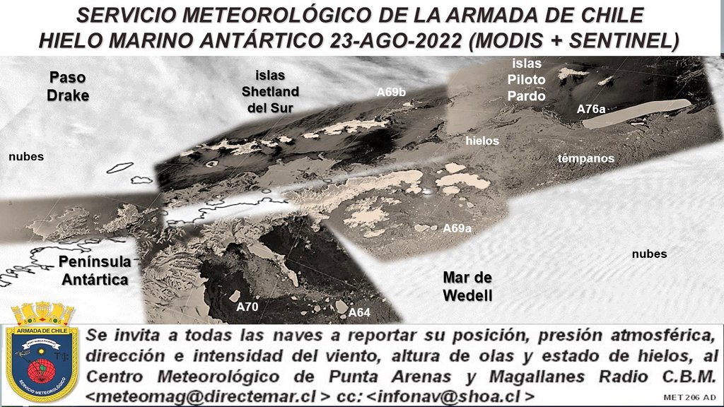 Off_Valpo's tweet photo. @GODPorSiempre @marcodebcn @15lorena15 @TPS_Valparaiso @EmilioRifo @lorenacarvajal @PortalPortuario @valparaiso @edgardolazo @Oriettaf @tzingane @claualdu @MarichiValeros2 @Marigen2008 @NicoleLayana @NickoMeteo @RedMeteoA @meteoredcl @PlandeValpo @twittcafechile @asonave @flashjessica @reefer @Journey @Claudiotter @davidurra7 @AlvaroMolinaCL @ELTIEMPOCHV @AlertaNoticiasV @Austropatagonia @AlertaHidrica @Award @CarlosTeran @PortalesdeValpo @JorgReyes10 @CaptAndres @apuelma @EspinosaMeteo @Meteoclick @hernancastro_ @sol @XinoVld @pequepinochet @Natiuu_ @vmartinezl @alitaoporto @evelynpilar15 @ClaudioDiazAnd [NUEVO] radio aviso náutico N°299 https://t.co/3chX8wAVKK teledetección de #hielos a la deriva en las islas #Shetland_del_Sur (XII Región de @Magallanes y la @AntarcticaCL) témpanos tabulares gigantes #A76a 73x14 Mn (135x26 km) y #A69b 04x06 Mn (07x11 km) https://t.co/t7R20m6iY9 https://t.co/NRVykvbxeh
