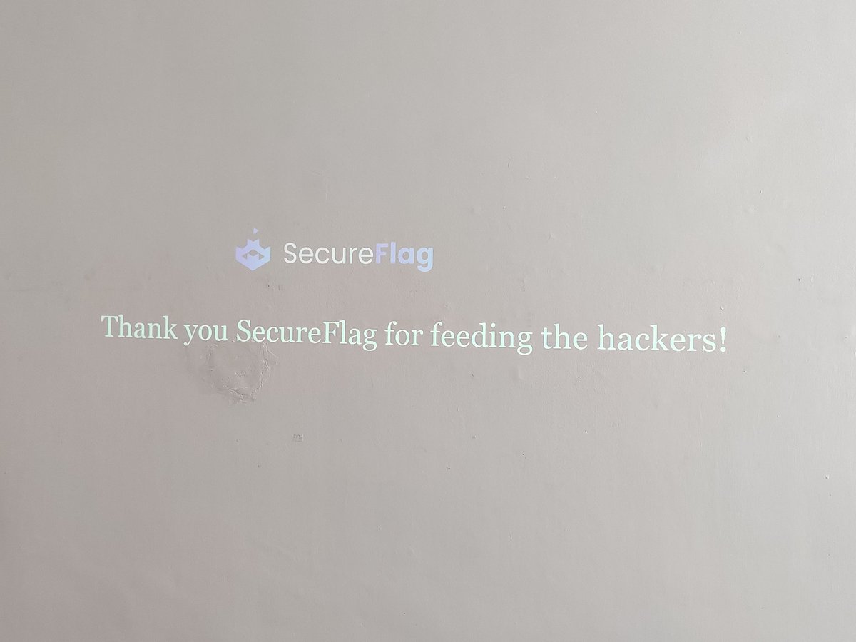 Huge thank you to <a href="/SecureFlag/">SecureFlag</a> for feeding us pizza and helping get #beacon2022 off the ground! <a href="/m0ogz/">moogz</a>