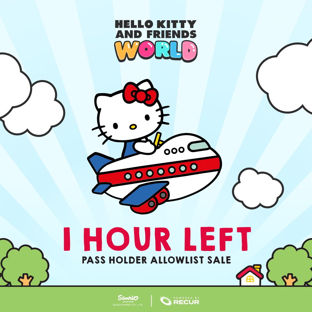 Attention travelers! 📢

It's time to stow your tray tables and use your Allowlist code(s) because only 1️⃣ HOUR remains to use them before they expire! ✈️

Be sure to check your emails because sightseeing awaits! 📸

hellokittyfrens.xyz