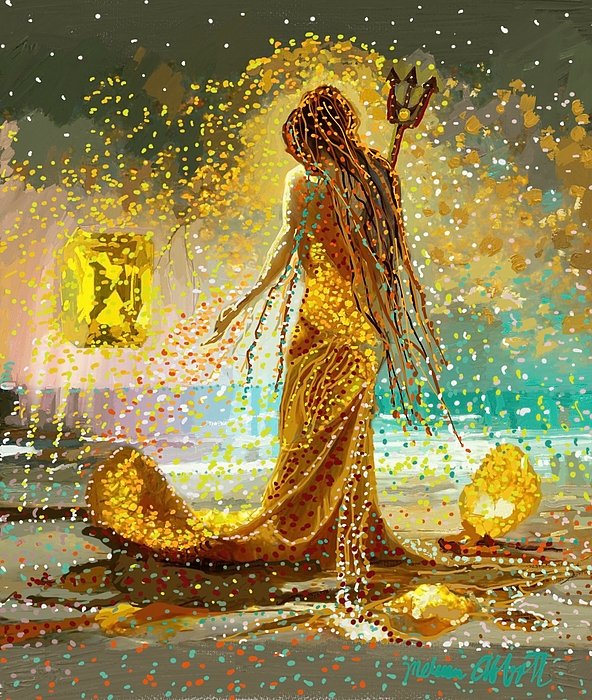 New artwork for sale! - "Golden Ratna Mermaid with Golden Jewels and Trident" - fineartamerica.com/featured/golde… @fineartamerica