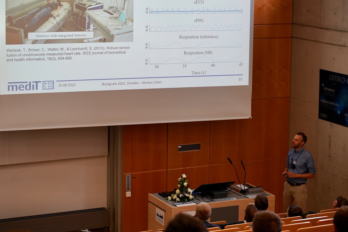 biosignale2022's tweet photo. Unobtrusive And Contactless Monitoring Of Vital Signs By Markus Lüken (RWTH Aachen) - Last Keynote For Today #Workshop #Biosignale #Dresden https://t.co/78GBFHwGWP @DGBMT @ingTUDresden @Medizin_TUD @tudresden_de @RGBioSig https://t.co/rmI93F8dO3