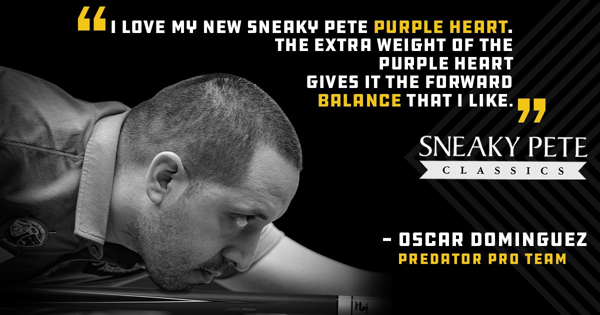 PredatorCues's tweet photo. Predator Pro Oscar Dominguez loves his Sneaky Pete Purple Heart for the cue's forward balance.
Play for like a pro with one of your own:
INT: https://t.co/4EQv61Rj0j
USA: https://t.co/D85stByGDk
#LikeAPro #PredatorPro #PredatorCues https://t.co/bakqwR4af0