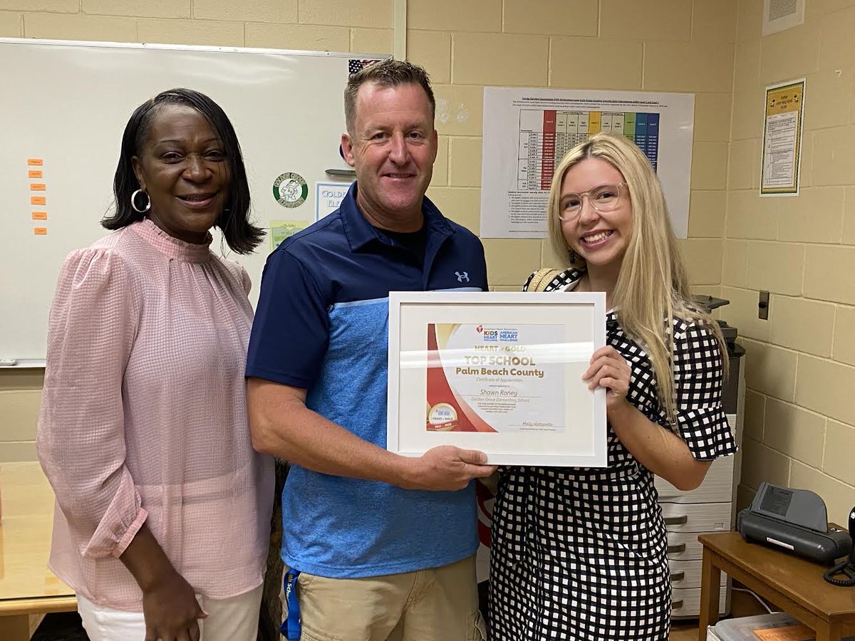 Gator PROUD of Mr. Roney, our Champion for the American Heart Association Kids Heart Challenge. His dedication is second to none. His leadership has resulted in our Golden Grove School Community being in the Heart of Gold Top 25 Schools in PB County. You ROCK Mr. Roney!