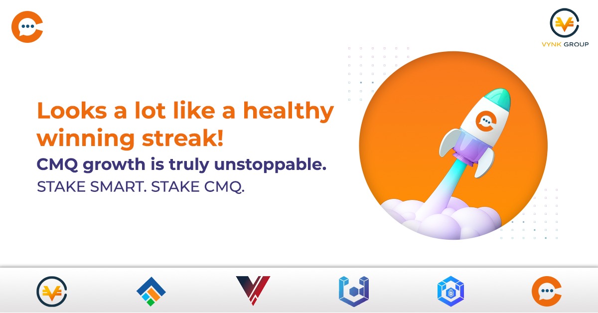 vynkgroup's tweet photo. We're soaring through the bear market & staying strong through the ups & downs. CMQ token's growth is unstoppable.
Stake Smart. Stake CMQ today.
#CMQ #vynk #vync #vynkpay #vynkchain #safepool #staking https://t.co/SMRkWQq6Z5