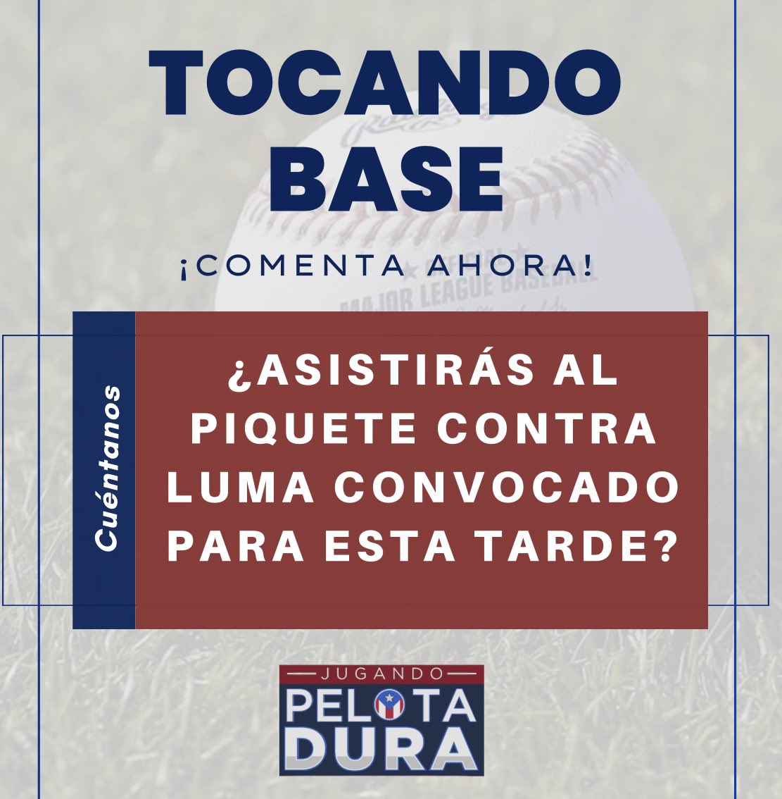 TOCANDO BASE ⚾️
Cuéntanos si irás a la manifestación contra LUMA convocada para hoy frente a Fortaleza. Comenta ahora. #JPD