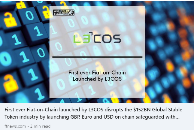 wearefreemarket's tweet photo. We're excited to see emerging tech from @L3Cos, with the world's first ever Fiat-on-Chain set to launch in September.

There will be three initial currencies: GBP, Euro, and USD – all of which will be safeguarded by central banks.

Read more: https://t.co/dw6QL7HcwR https://t.co/kO3nOCD2Rd
