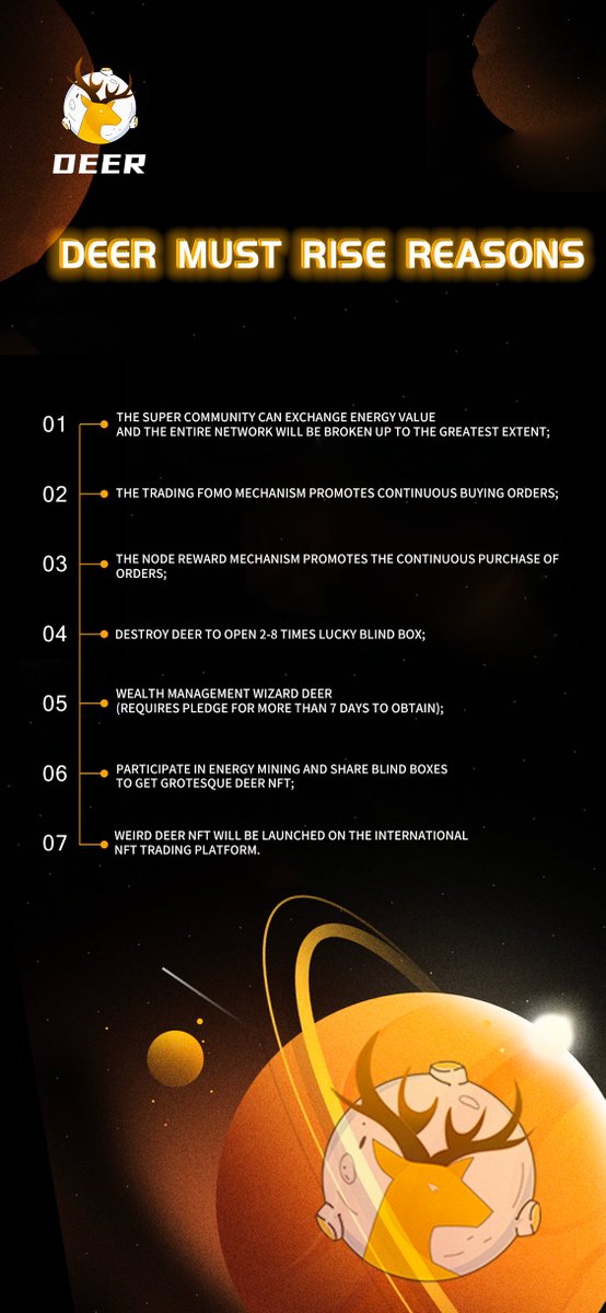 FreakElf_Deer's tweet photo. 🚀The platform plans to establish 2,000 communities around the world, with businesses all over the world. 
🚀At the same time, the LP pool will reach 50 million USDT-100 million USDT after the launch.
#Deer #DeerNFT #Metaverse #NFTs https://t.co/8puqC0ibip