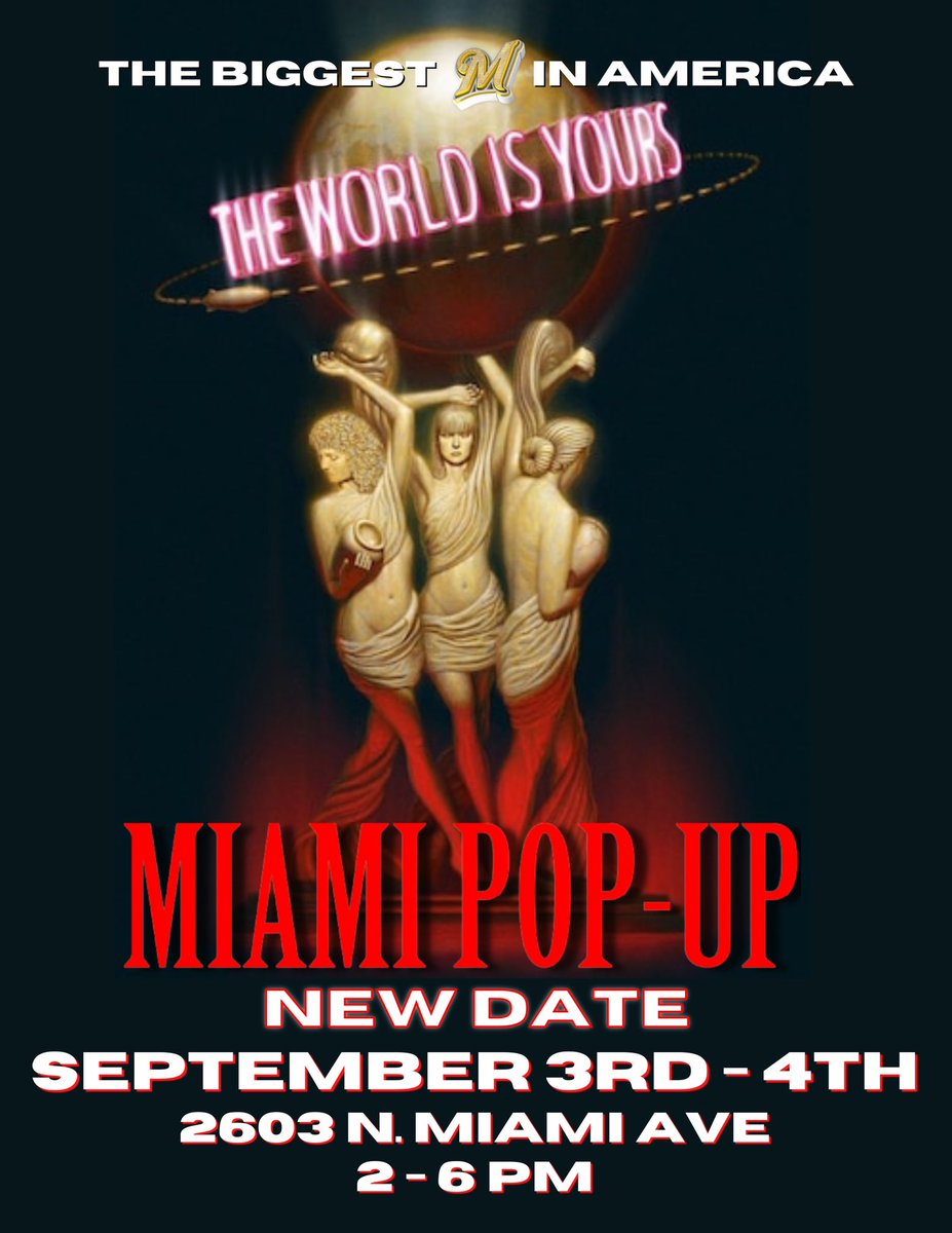 MIAM POP UP SHOP Next 
Weekend Sept 3rd &amp; 4th
2 - 6PM (Exclusive Merch)
2603 N Miami Ave
Miami, FL  33127