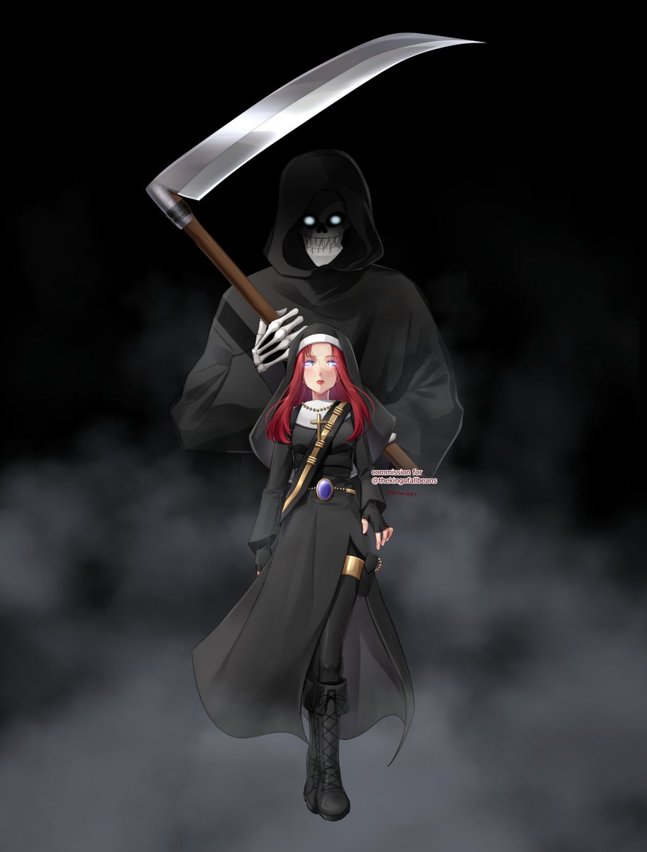 kingofallbeans's tweet photo. Thank you @raikochou for this fantastic artwork of my OC Morana Nevrakis, The Grim Reaper's Redheaded Assistant, at work. 

Oh, so that's who you work for. 

#Redhead #OCartwork #RedheadOC #MoranaNevrakis https://t.co/APM2PQqDYX
