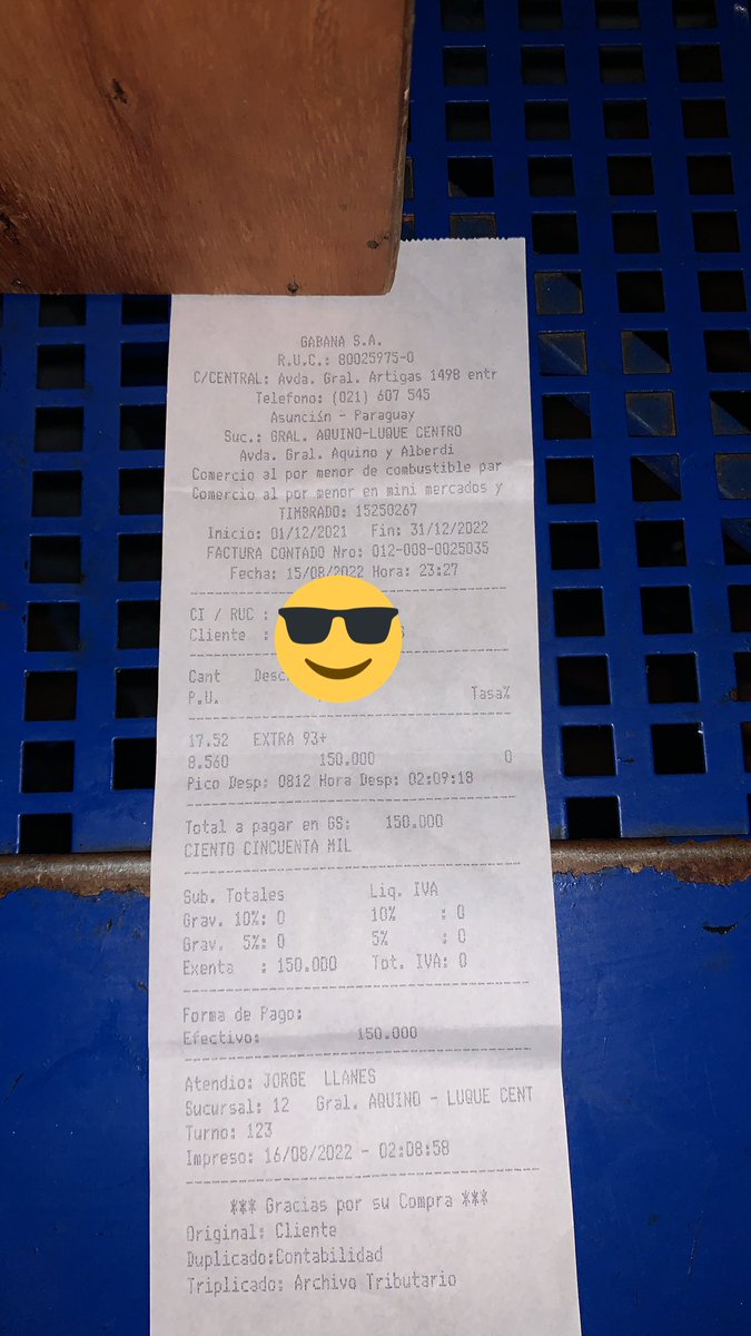 Me cargaron COMBUSTIBLE CON AGUA gente!! 🚨🚨🚨🚨
Me pasó en ENEX de luque, en GENERAL AQUINO ESQ ALBERDI
Y adivinen qué? No me quieren reconocer los HDP 😡😡😡😡
Presente toda la factura y también les lleve el combustible para que lleven en su laboratorio y no tengo respuesta +