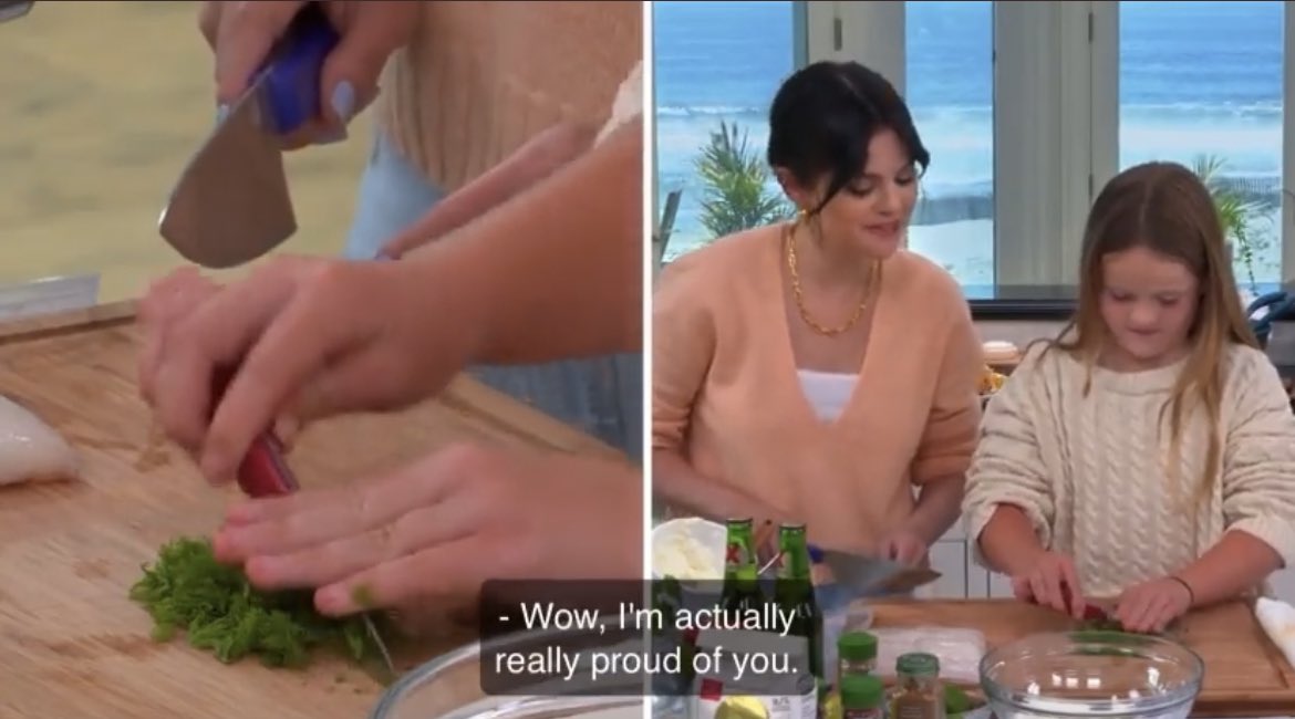 gzDelGomez's tweet photo. I love the way Selena showed Gracie how to chop and roll the lemon also the proud face she made after Gracie did it. She’s the best sister that we all wish we had 😭 #SelenaPlusChef https://t.co/OJHU7ueaO2