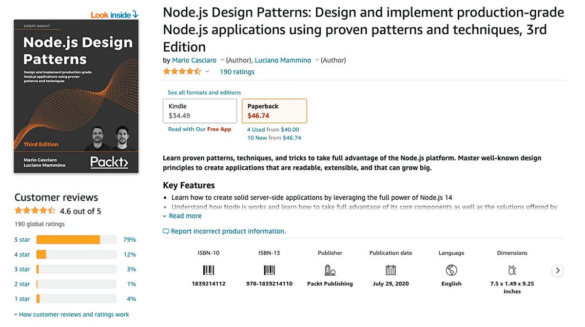 Close to 200 reviews for #Nodejs Design Patterns! 🤯
Readers' reviews have been the most precious gift we received over the years and what allowed us to keep raising the bar across editions! If you have read the book please consider leaving us a review ❤️
nodejsdesignpatterns.com