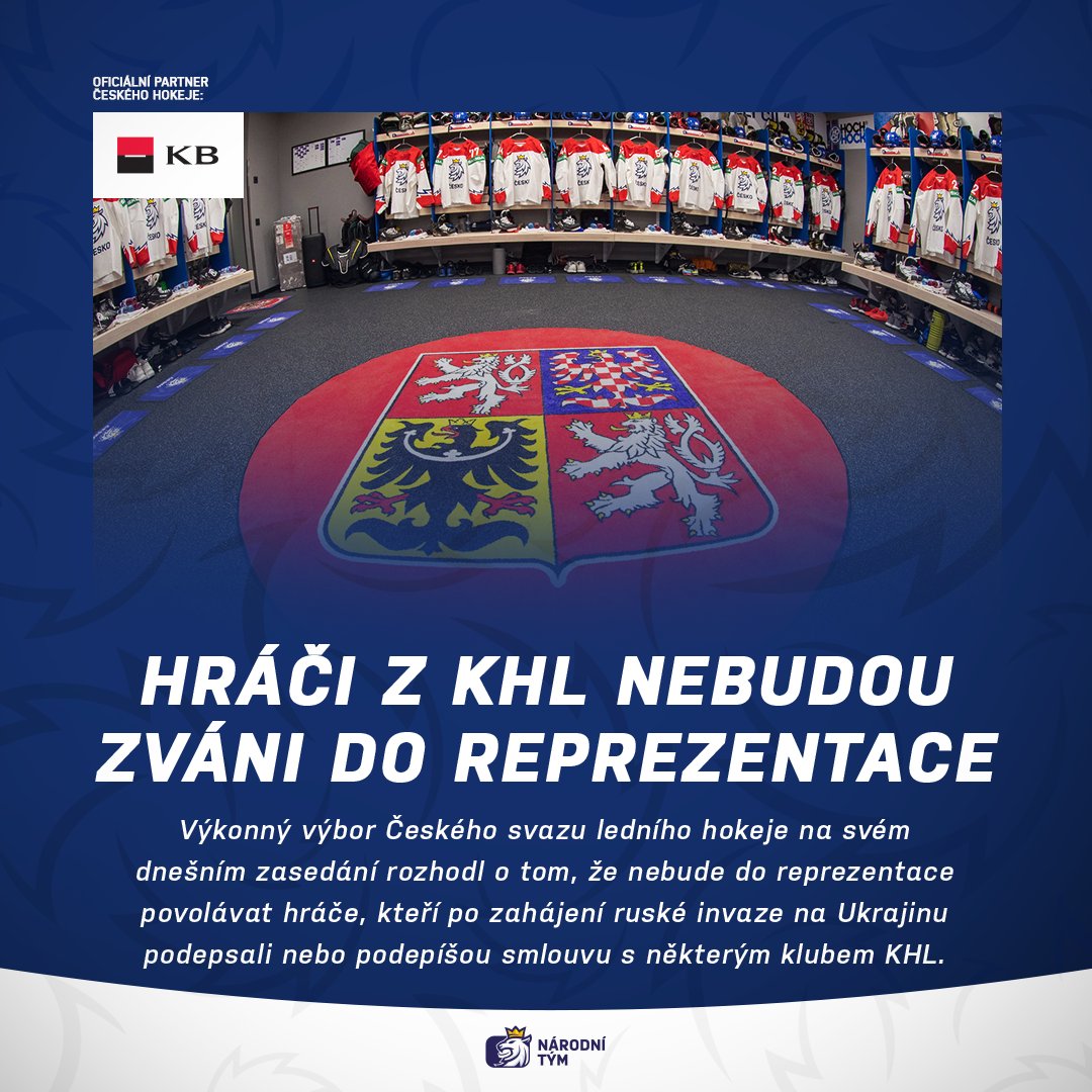 webhokejcz's tweet photo. Výkonný výbor Českého svazu ledního hokeje rozhodl, že hráči z KHL nebudou zváni do reprezentace 🇨🇿ℹ #narodnitym #jakolev https://t.co/ebJhjeBhRS