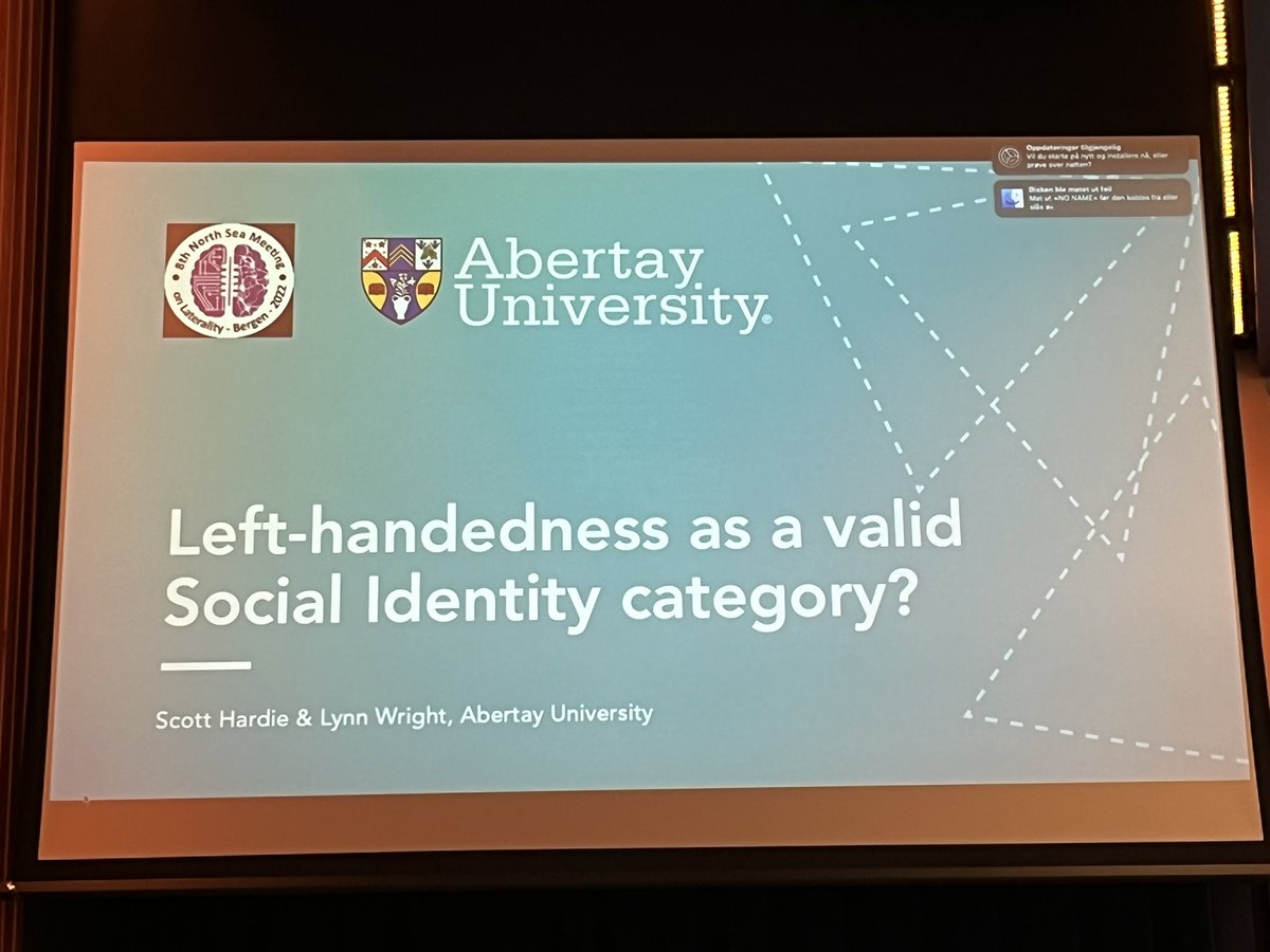 ocklenBLOG's tweet photo. Scott Hardie & Lynn Wight kick off the second afternoon session at #laterality2022 : “Left-handedness as a valid Social Identity Category?” #laterality #lefthanded #lefthandedness https://t.co/EdR8AnTndb