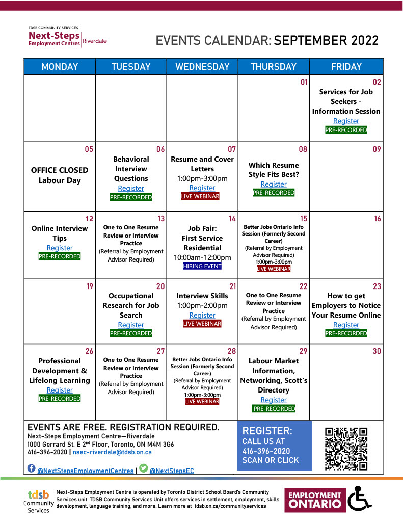 GerrardSquare's tweet image. Next Steps Employment - September 2022 Calendar &amp;amp; Hiring Event at Gerrard Square

#nextstepsemployment #shopthesquare