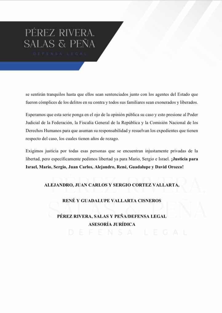 Pérez Rivera, Salas y Peña/ Defensa Legal tweet media