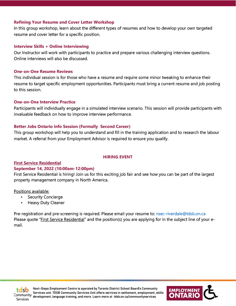 GerrardSquare's tweet image. Next Steps Employment - September 2022 Calendar &amp;amp; Hiring Event at Gerrard Square

#nextstepsemployment #shopthesquare