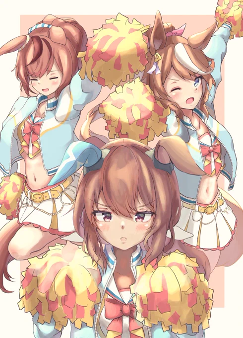 アンケート取ったら4票しか来なくて悲しかったので3人まとめた絵を描くことにしました#アドマイヤベガ #ナイスネイチャ #トウカイテイオー #ウマ娘 
