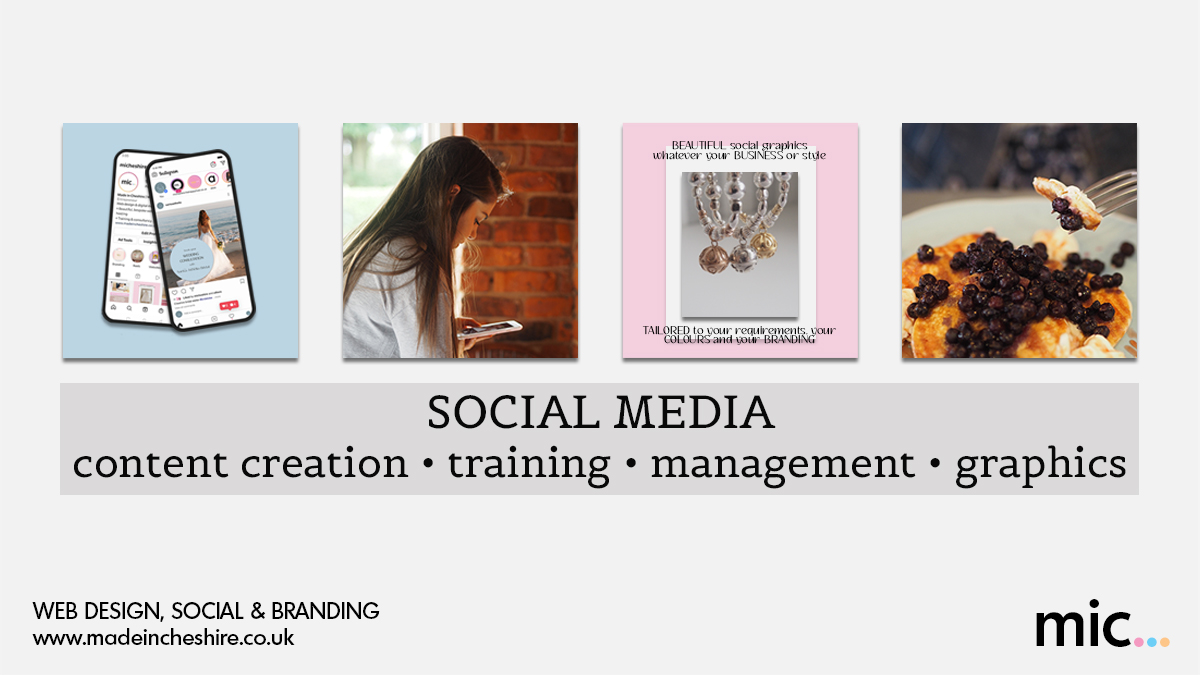 Need help with your social media? Whether
it's content creation, training, management or a few
graphics for your feed - get in touch
hello@madeincheshire.co.uk

#socialmedia #contentcreation #socialgraphics
#Manchester #Altrincham #Cheshire