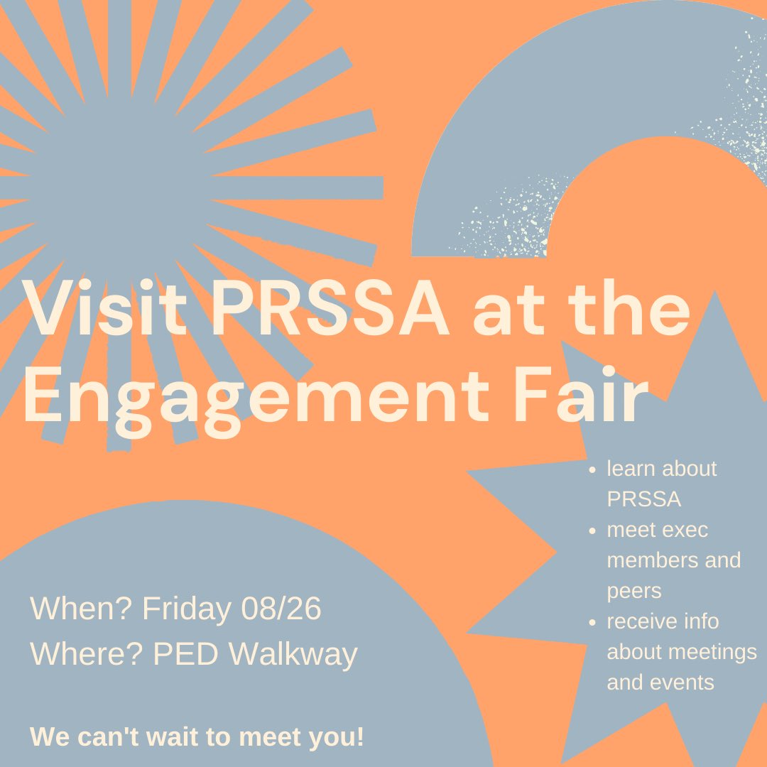 Tomorrow🤩! PRSSA exec will be at the Engagement Fair on PED Walkway! Come say hi!