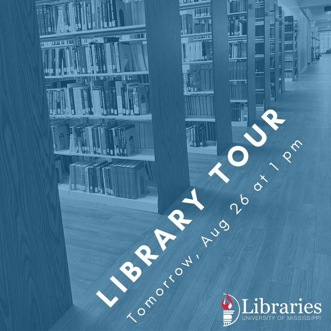 UMLibraries's tweet image. Get to know your library! Tour with us tomorrow. Tour begins at Starbucks
#umlibraries #libraryevents #olemiss