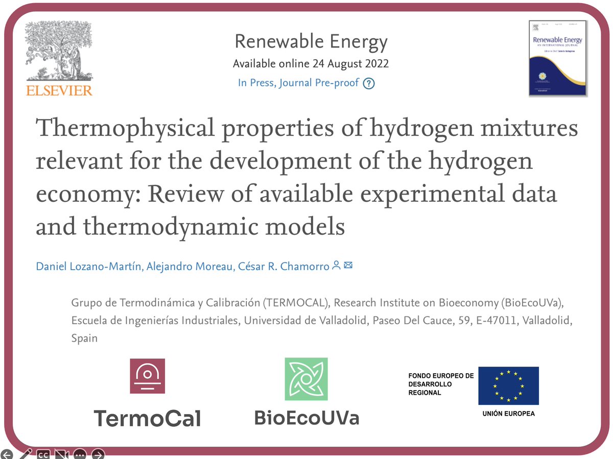 BioEcoUVa's tweet photo. 📰 NEW PAPER | “Thermophysical properties of hydrogen mixtures relevant for the development of the hydrogen economy: Review of available experimental data and thermodynamic models”.
👀https://t.co/NKyrdrqZhJ
#Hydrogen #ThermophysicalProperties #EquationsOfState #TermoCal https://t.co/NEizgpQpBA