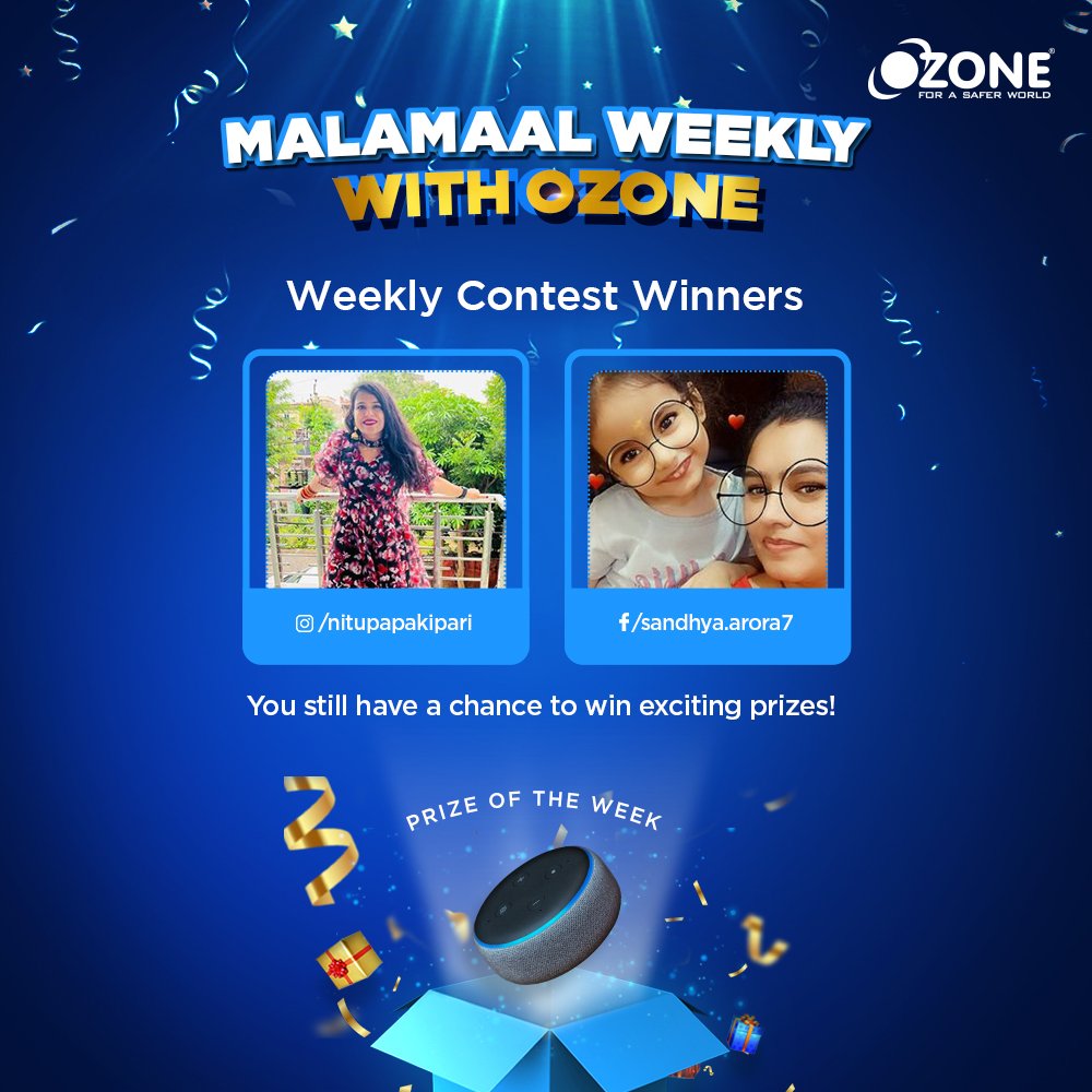 #Contest Winner Announcement - 📣
Shoutout to the 2nd round of winners of #MalamaalWeekly contest, congratulations on bagging the Echo Dot! 

Please DM us your contact number, address and email ID.
The contest is still on, participate and win exciting prizes!

#ContestAlert