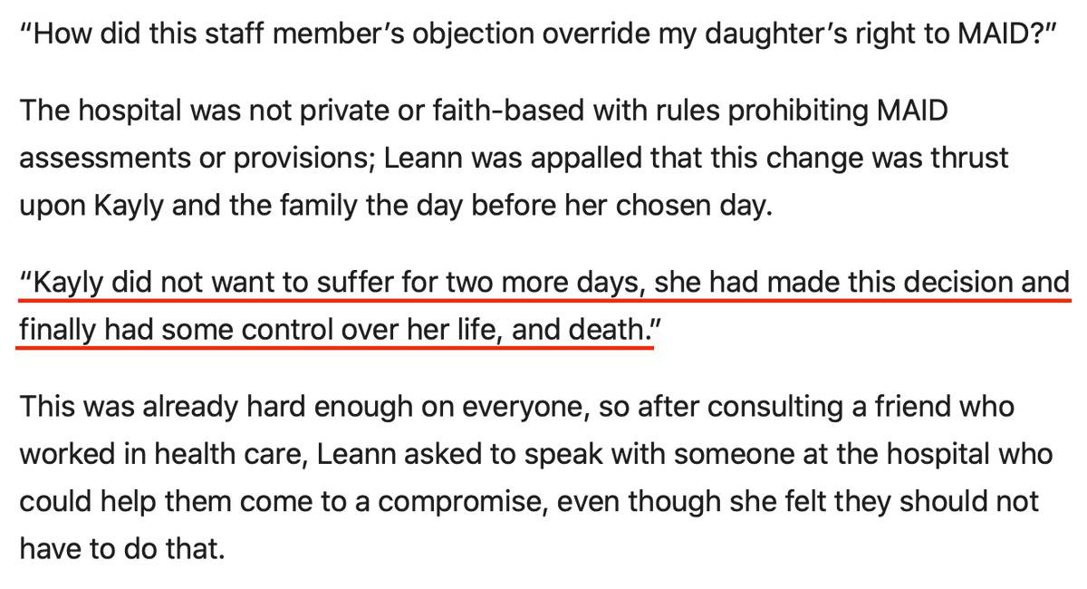 DWDCanada's tweet photo. “Kayly did not want to suffer for two more days, she had made this decision and finally had some control over her life, and death.” Read more about Kayly's #ForcedTransfer experience.  https://t.co/ongurqv6P0 https://t.co/Qq5gfOfxQz